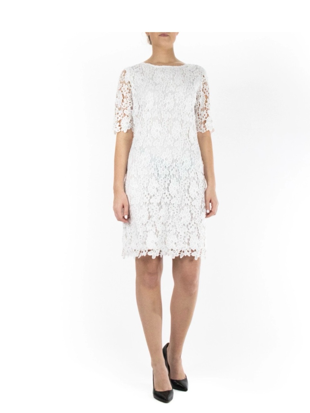 madison leigh White Floral Lace Midi Dress